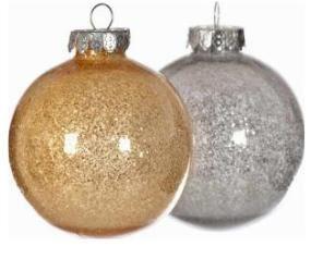 Christmas Glastic 6 Pack Baubles Glitter Gold And Silver