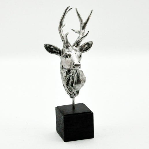 ANTIQUE SILVER DEER ON STAND