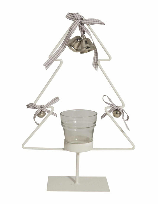 Christmas Tree Stand Candle Holder White with Glass