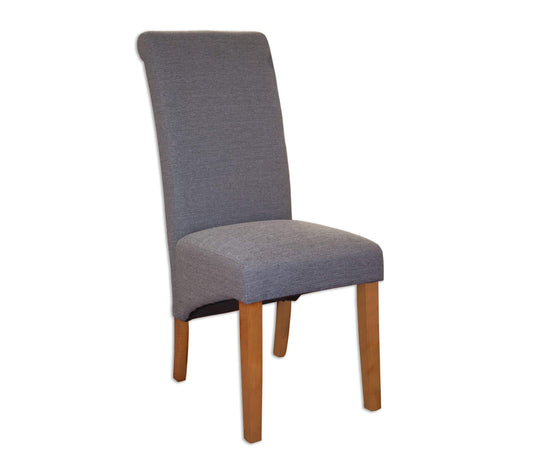 Fabric Roll Back Dining Chair Ready Built - Slate Grey