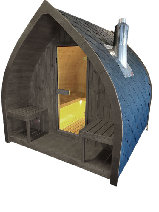 Leaf Outdoor Sauna with Panoramic Rear Glass