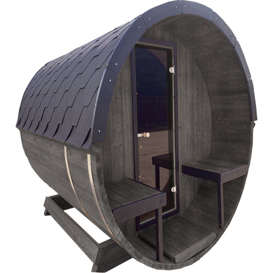Lux 2.5M Barrel Outdoor Sauna with Rear Panoramic Glass