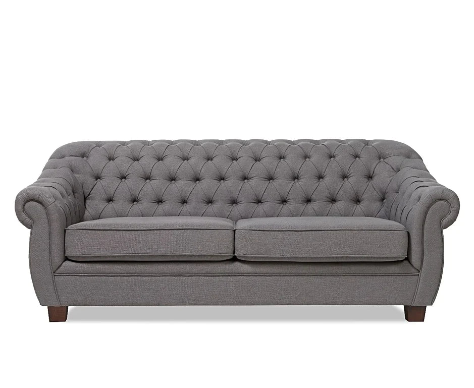Liv Chesterfield Grey Fabric 3 Seater Sofa