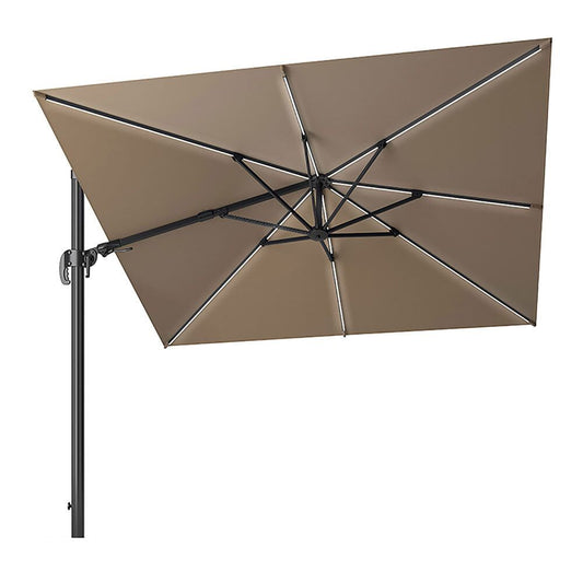 Glow Challenger T2 3m Square Taupe Parasol With Lights