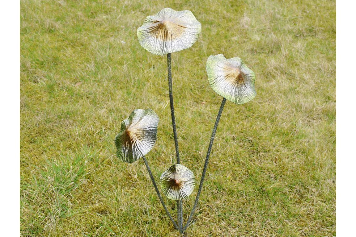 Decorative Mushroom Metal Stake Garden Ornament Green