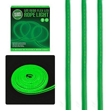 Global Gizmos 5 Metre LED Neon Flex Decorative Rope Light - Plastic, Green