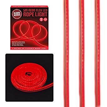 Global Gizmos 5 Metre LED Neon Flex Decorative Rope Light - Plastic, Red