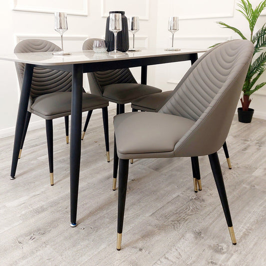 Alba Leather Dining Chair Grey