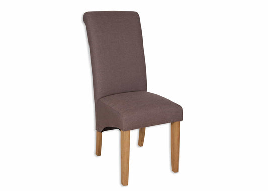 Fabric Roll Back Dining Chair Ready Built - Coffee