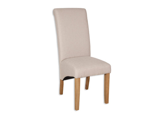 Fabric Roll Back Dining Chair Ready Built - Natural