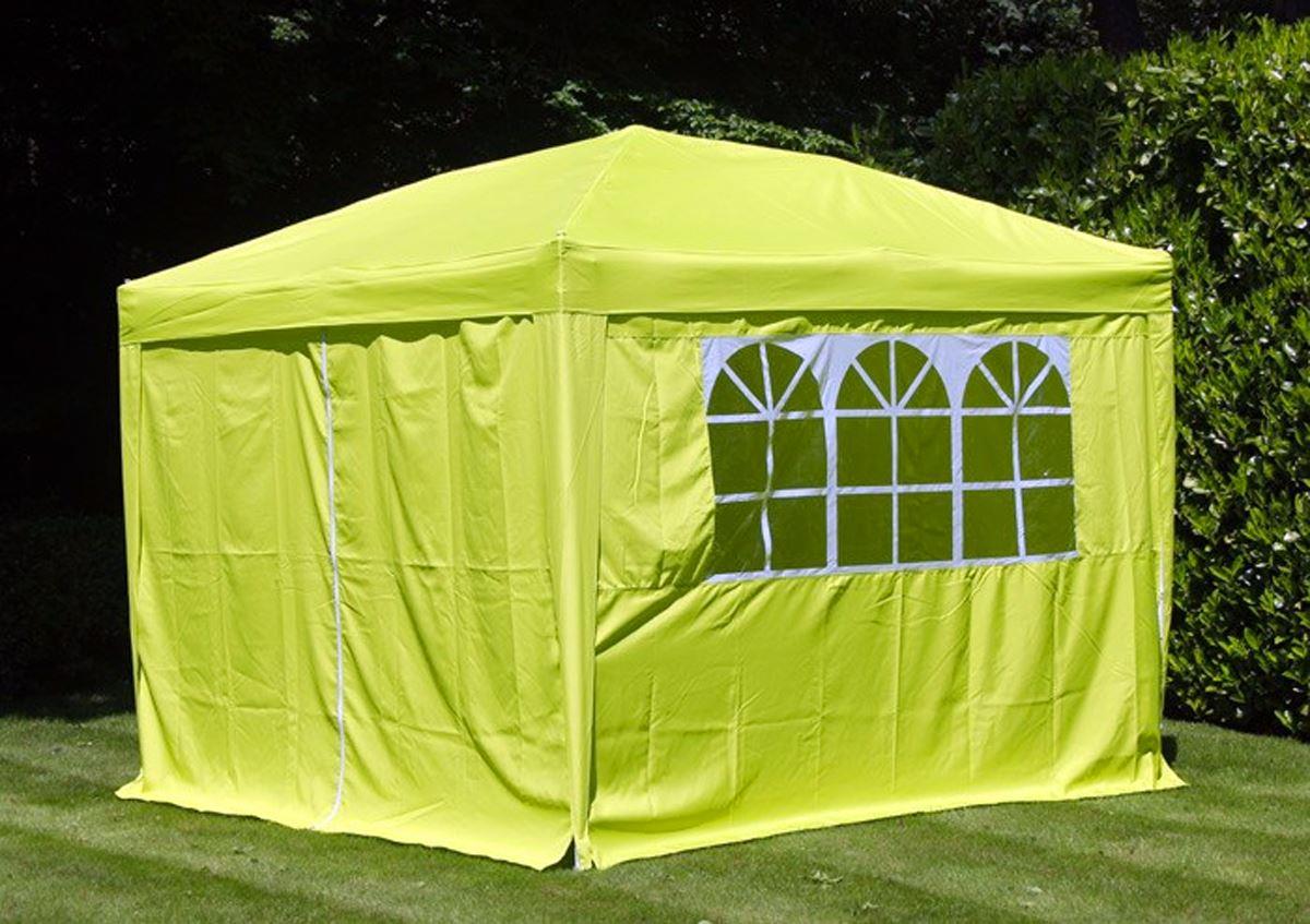 Gazebo Pop Up Lime Green 3 X 3M With Side Panels