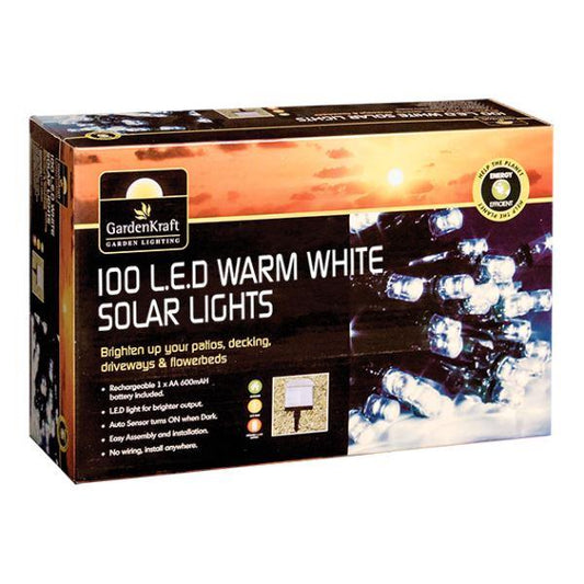 100 LED Solar String Lights Warm White