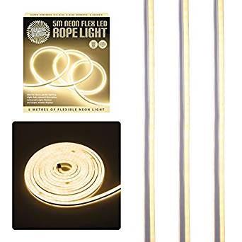 Global Gizmos 5 Metre LED Neon Flex Decorative Rope Light - Warm Plastic, White