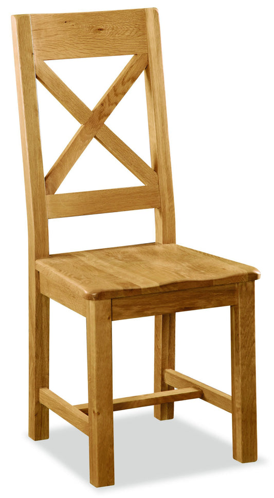 Sussex Oak Cross Back Dining Chair With Wooden Seat