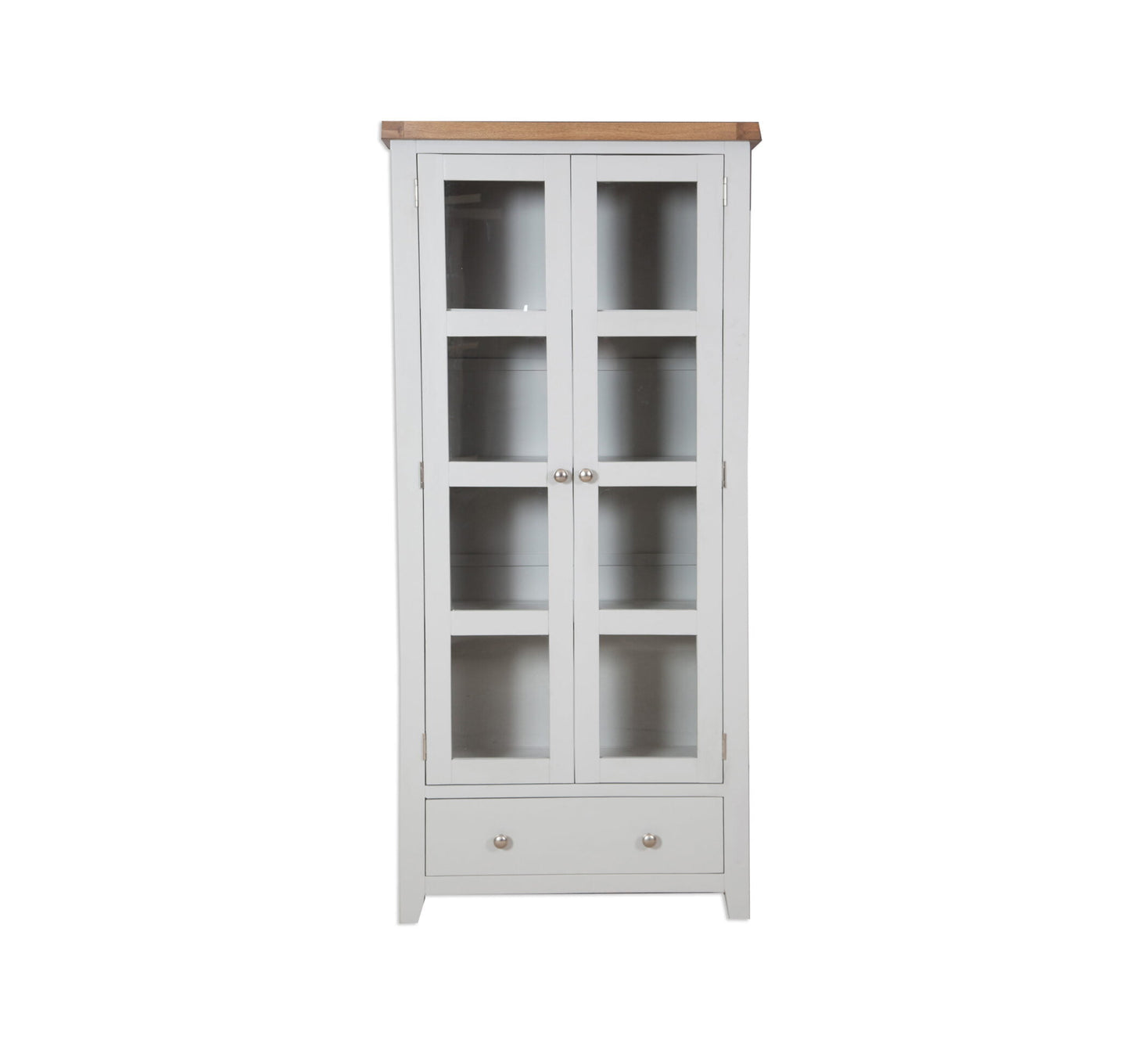 French Grey Painted Display Cabinet 2 Door 1 Drawer