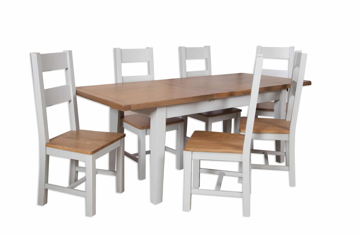 French Grey Extending Dining Table With 6 Grey Chairs