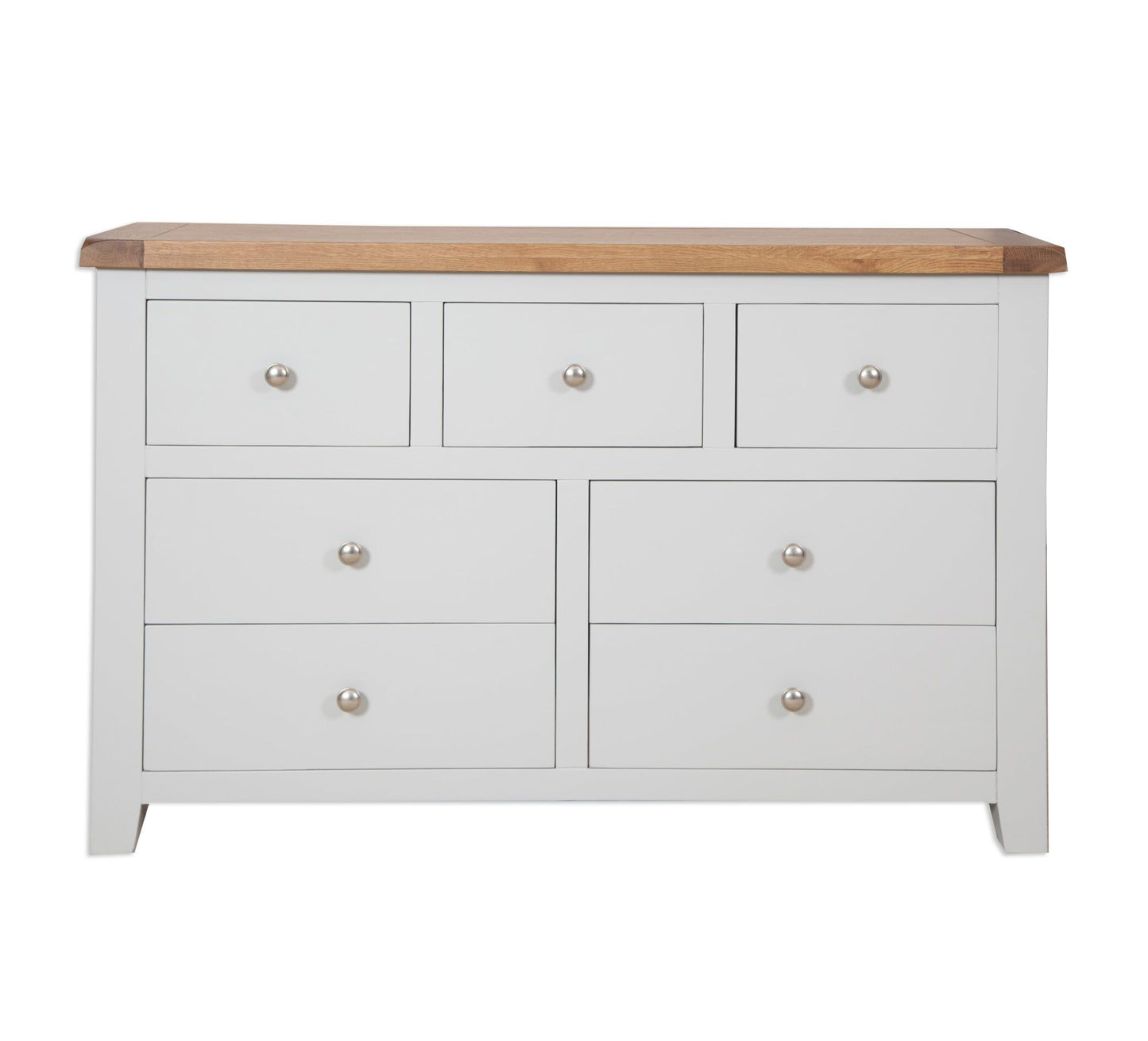 French Grey Painted Wide Chest Of 7 Drawers