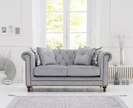 Montrose Grey Plush Fabric 2 Seater Sofa