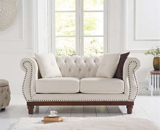 Highgrove Ivory Linen 2 Seater Chesterfield Sofa
