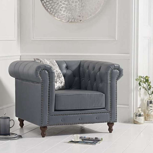 Montrose Grey Leather Armchair