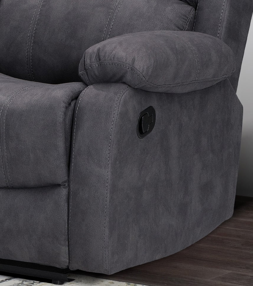 Raymond Fabric 5 Seater Recliner Corner Sofa Grey Suede