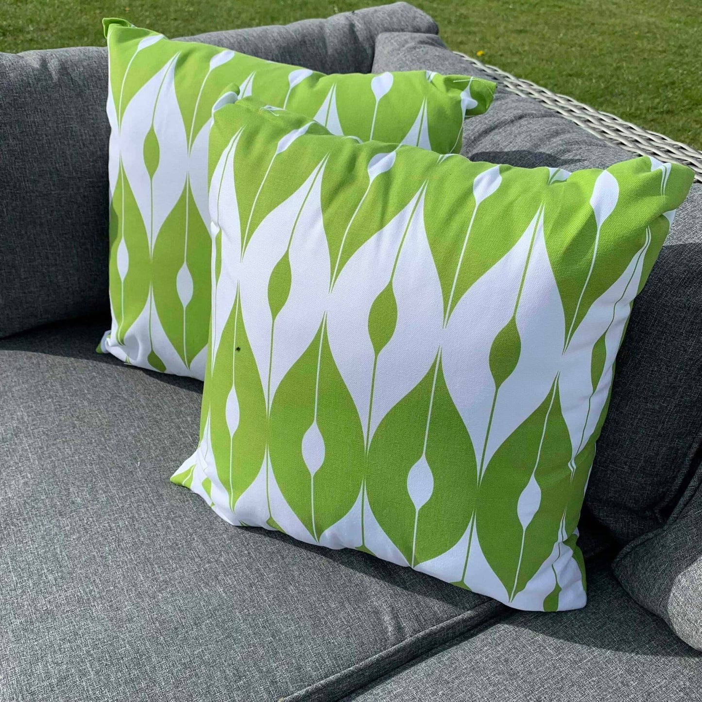 Outdoor Scatter Cushions (Pair) 18" x 18" Green Biometric Pattern