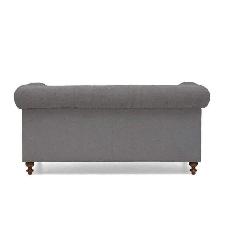 MONTROSE GREY LINEN FABRIC 2 SEATER CHESTERFIELD SOFA