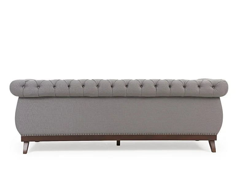 Highgrove Grey Linen 3 Seater Chesterfield Sofa