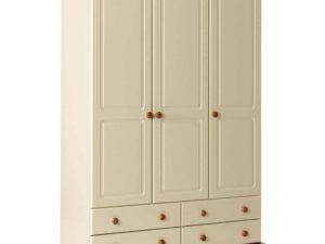 3 Door 4 Drawer Robe Cream and Pine