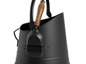 Black Coal Bucket with Teak Handle Shovel