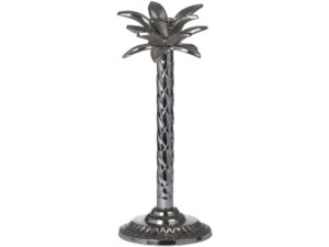 Silver Palm Tree Candle Holder In A Nickel Finish - Image 1