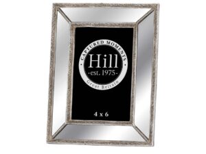 Mirrored Bevelled Photo Frame In Antique Silver With Detailed Edge 4X6 - Image 1