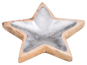Wooden Star Dish With Metallic Detail