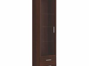 Tall Glazed 1 Door 2 Drawer Narrow Cabinet - Image 1