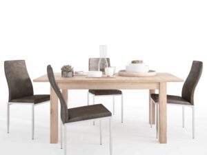 Dining set package Kensington Extending Dining Table + 4 Milan High Back Chair Dark Brown