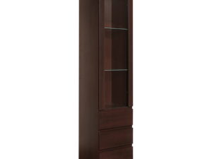 Tall Narrow 1 Door 3 Drawer Glazed Display Cabinet