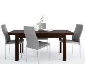 Dining set package Pello Extending Dining Table in Dark Mahogany + 4 Milan High Back Chair Grey