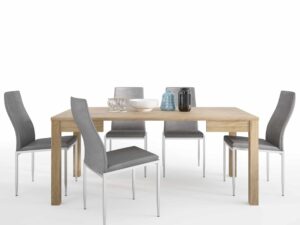 Dining set package Shetland Extending Dining Table + 4 Milan High Back Chair Grey.