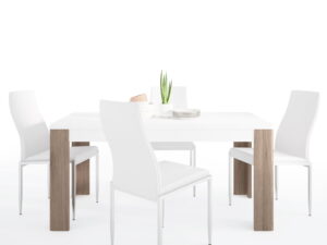 Dining set package Toronto 160 cm Dining Table + 4 Milan High Back Chair White.