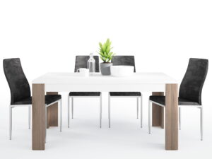 Dining set package Toronto 160 cm Dining Table + 4 Milan High Back Chair Black.