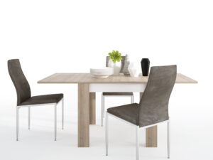 Dining set package Lyon Small extending dining table 90/180cm + 4 Milan High Back Chair Dark Brown.