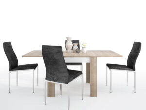 Dining set package Lyon Small extending dining table 90/180cm + 4 Milan High Back Chair Black.