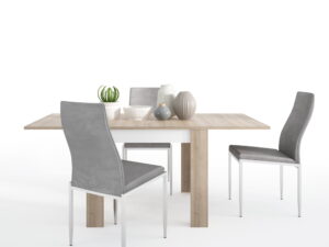 Dining set package Lyon Small extending dining table 90/180cm + 6 Milan High Back Chair Grey.