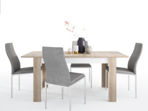 Dining set package Lyon Medium extending dining table 140/180 cm + 6 Milan High Back Chair Grey.