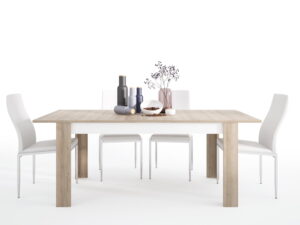 Dining set package Lyon Large extending dining table 160/200 cm + 4 Milan High Back Chair White.