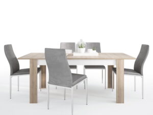 Dining set package Lyon Large extending dining table 160/200 cm + 4 Milan High Back Chair Grey.