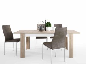 Dining set package Lyon Large extending dining table 160/200 cm + 6 Milan High Back Chair Dark Brown.