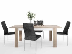 Dining set package Lyon Large extending dining table 160/200 cm + 6 Milan High Back Chair Black.