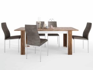 Dining set package Toledo extending dining table + 4 Milan High Back Chair Dark Brown.