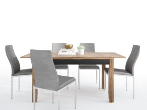Dining set package Havana extending dining table + 4 Milan High Back Chair Grey.